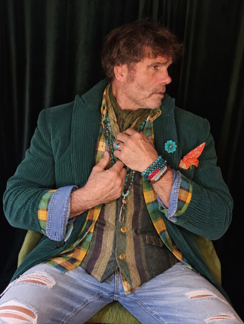 Artist Core-Green Corduroy Men's Jacket - Forest Green Casual Coat